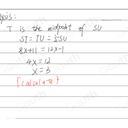 If t is the midpoint of su find x