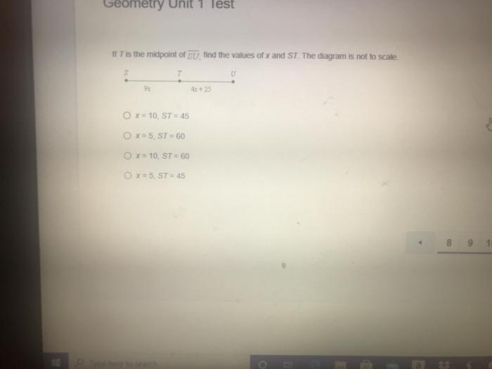 If t is the midpoint of su find x