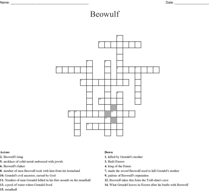 Beowulf crossword puzzle answer key