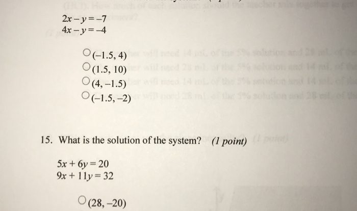 Systems of equations and inequalities unit test
