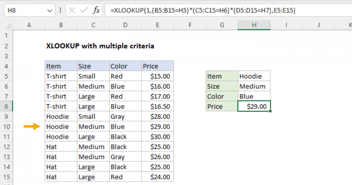 Array arguments to xlookup are of different size.