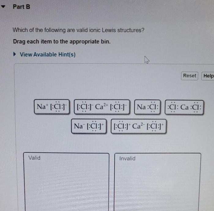 Which of the following are valid ionic lewis structures
